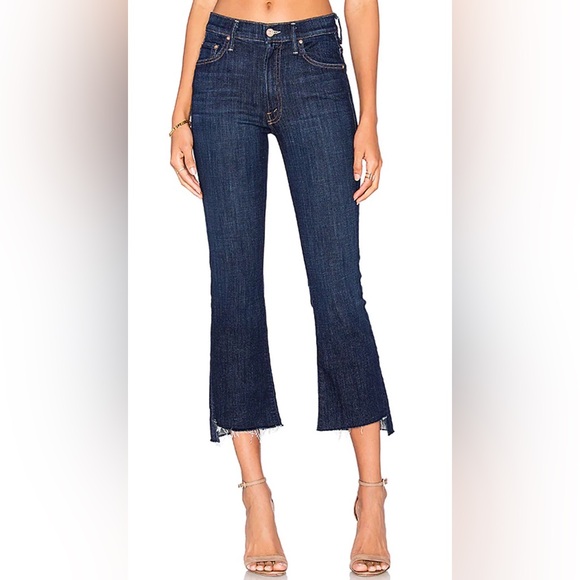 MOTHER Dark Blue Cropped Flare Jeans
